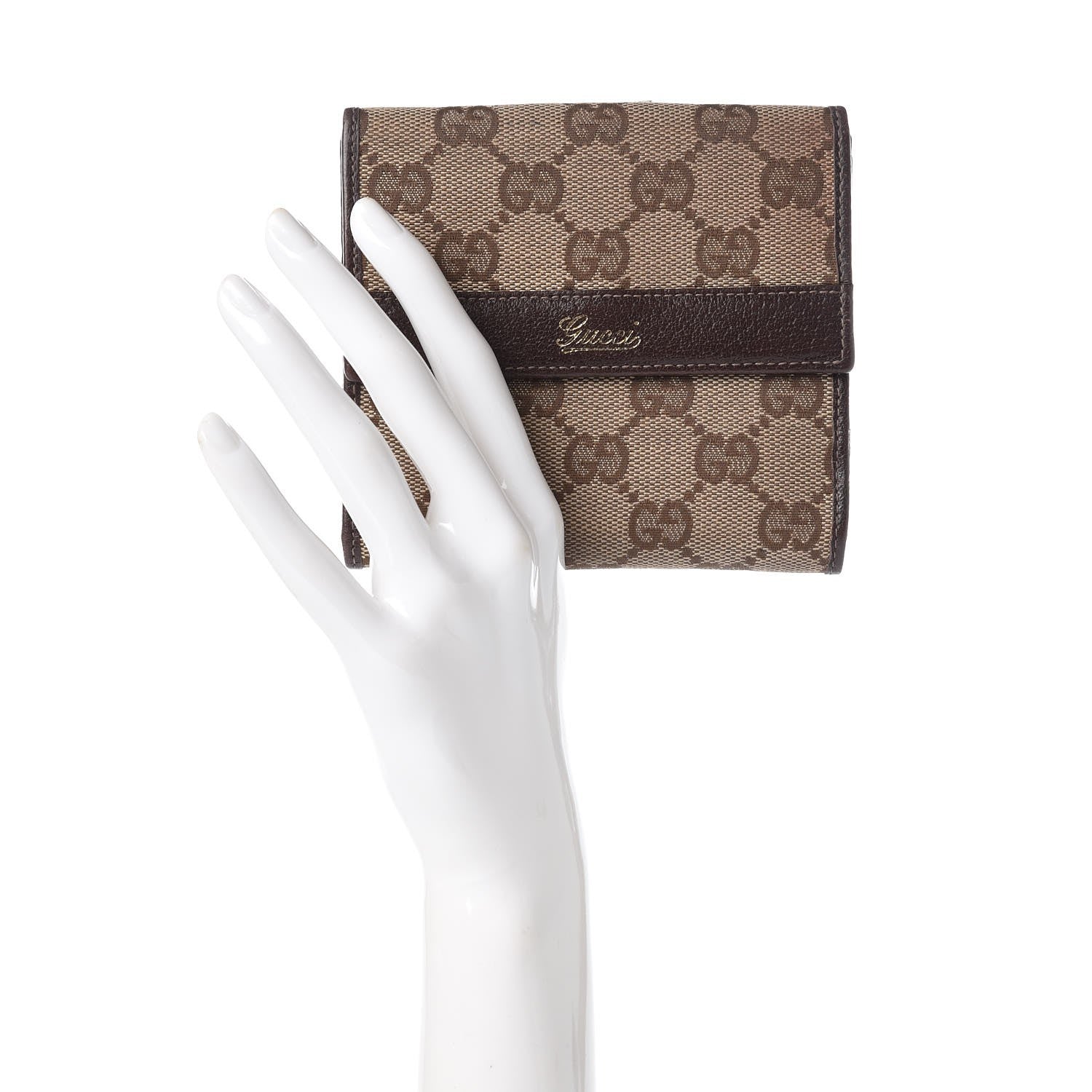 Gucci Monogram French Flap Wallet Dark Brown 2 of 8