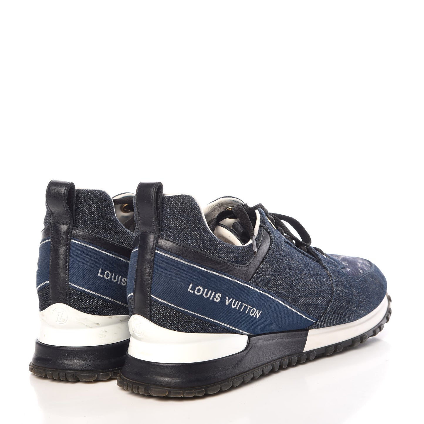 Monogram Denim Run Away Sneakers 39 Blue