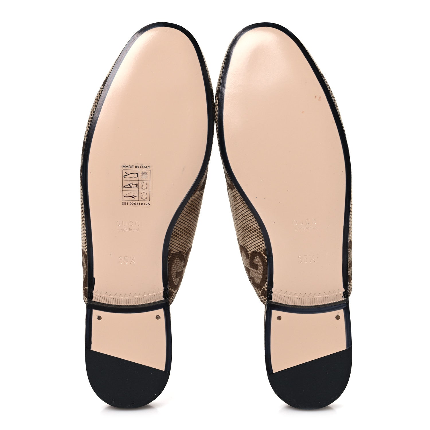 Gucci Monogram Jumbo GG Malaga Kid Womens Princetown Slippers 35.5 Camel Ebony New Acero Beige 6 of 10