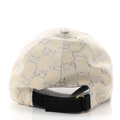 Gucci Canvas Lame GG Monogram Rush Baseball Hat XS Gardenia Silver 4 of 8