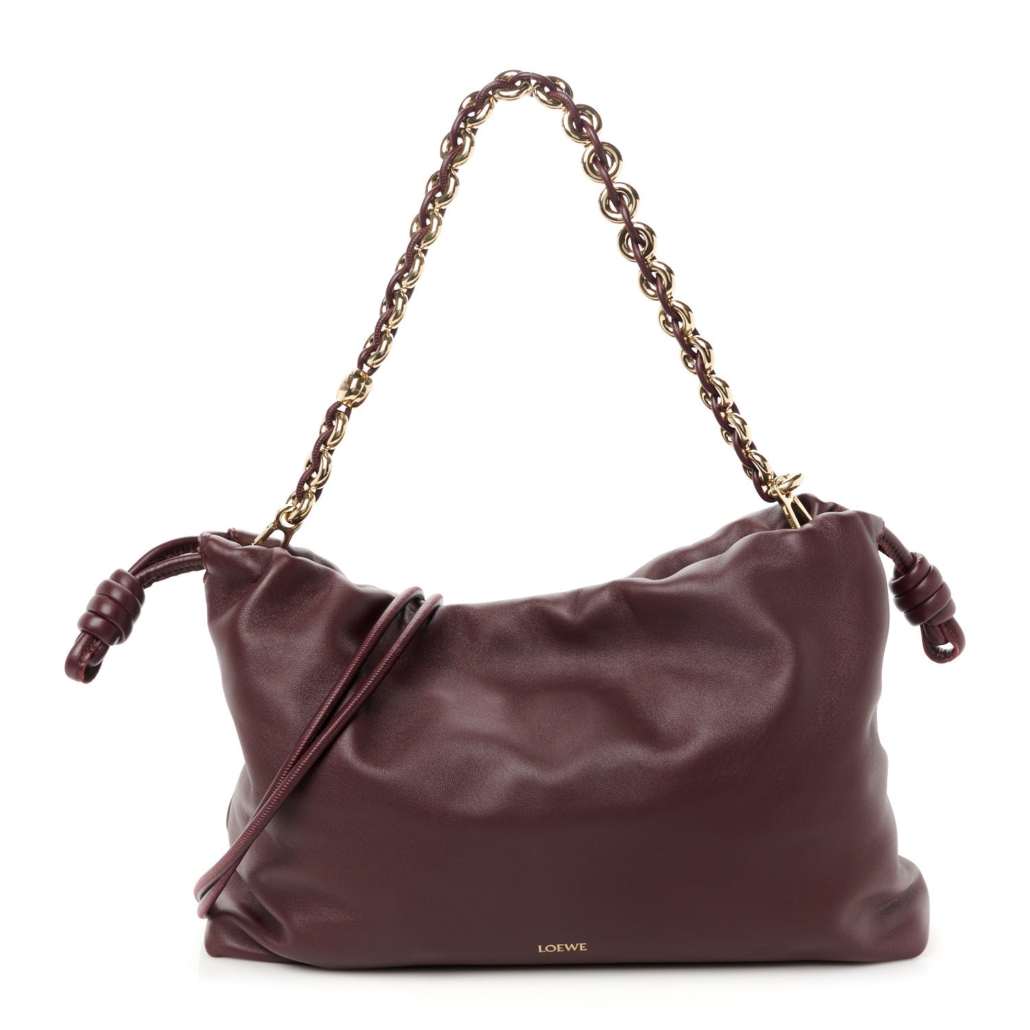 Loewe Mellow Nappa Donut Chain Large Flamenco Knot Clutch Dark Burgundy 1 of 11
