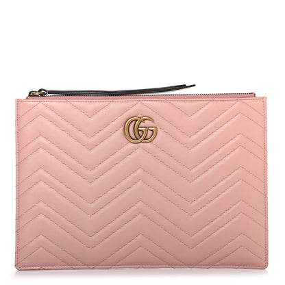 Gucci Calfskin Matelasse Large GG Marmont Zip Pouch Perfect Pink 1 of 5