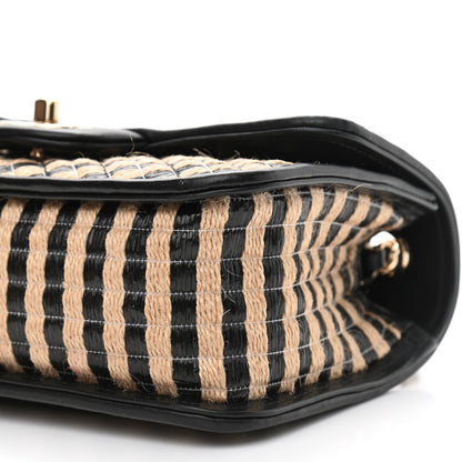Chanel Raffia Jute Striped Small Urban Jungle Single Flap Black Beige 10 of 11