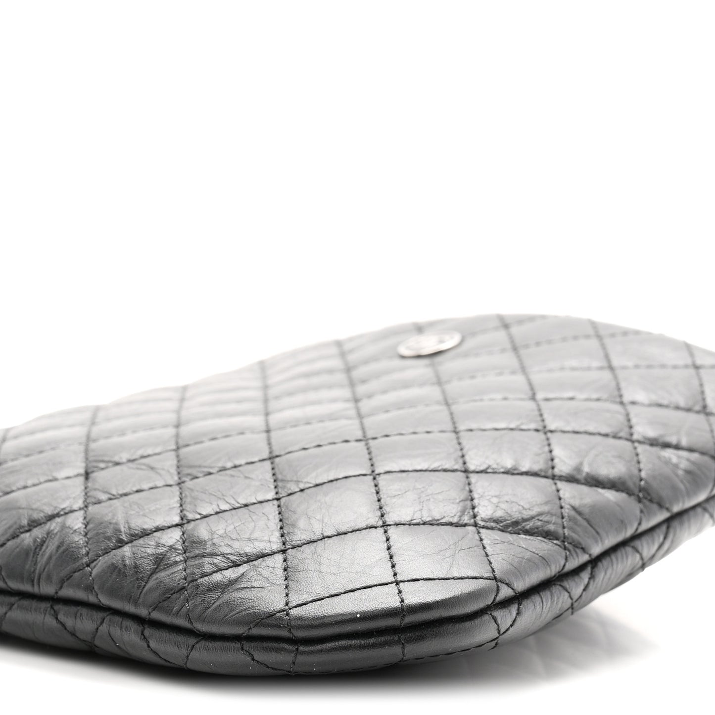 Aged Calfskin Quilted Crossbody Bag Black