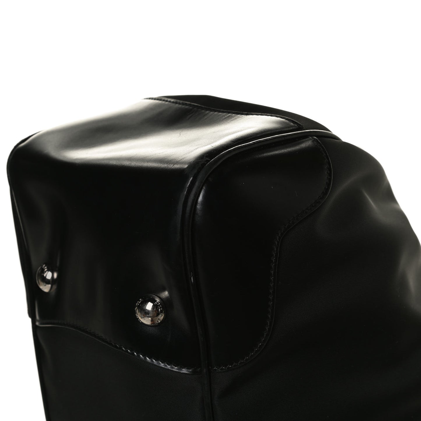 Tessuto Nylon Calfskin Frame Satchel Black