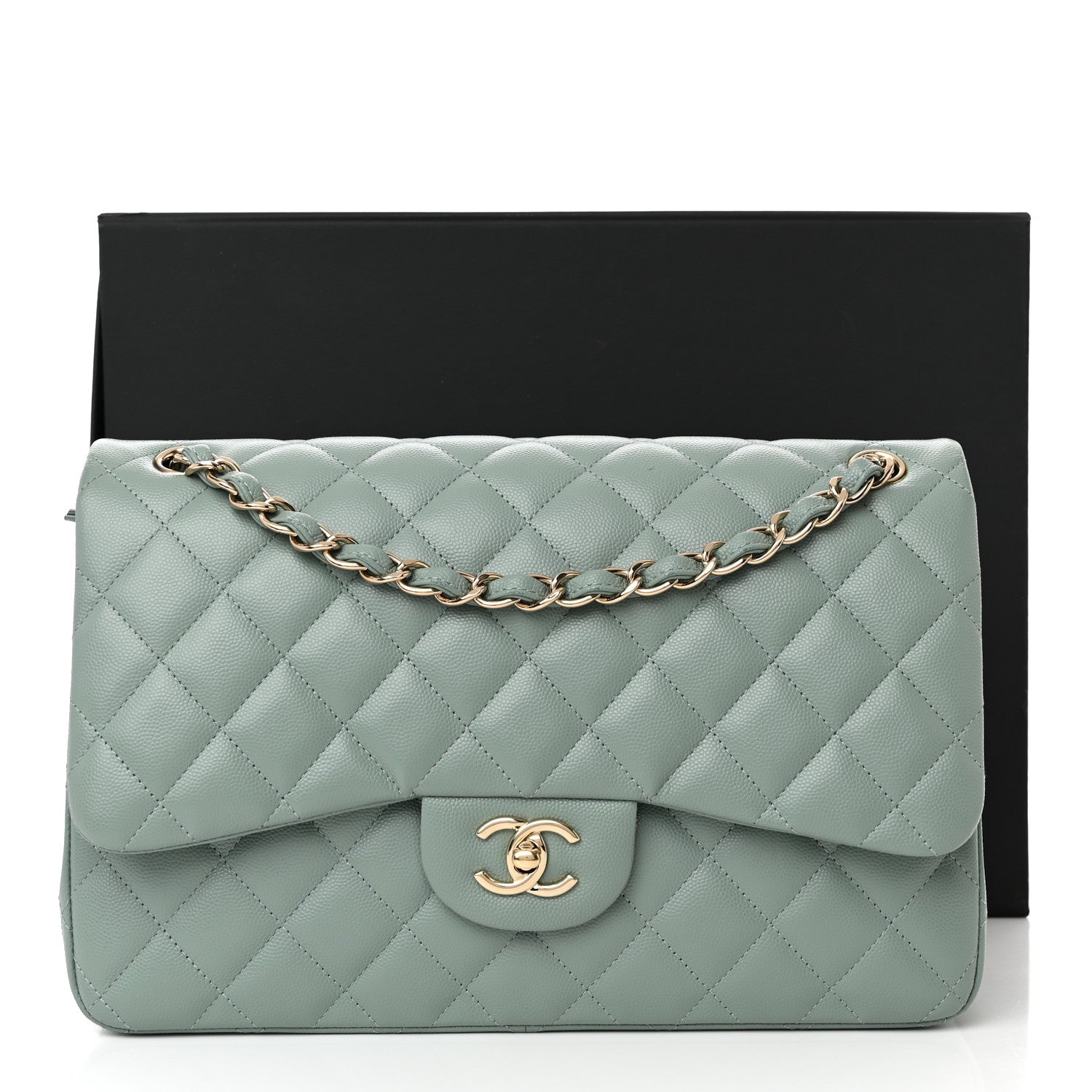 Chanel Caviar Quilted Jumbo Double Flap Dark Green 11 of 11