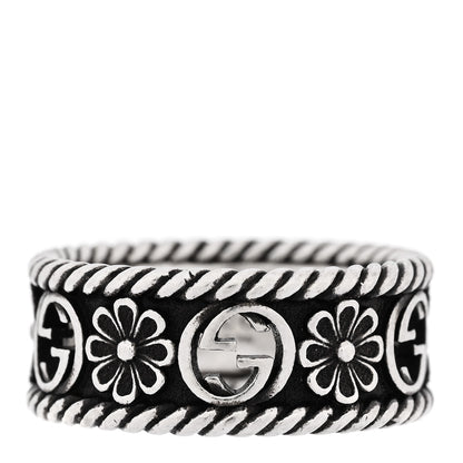 Gucci Sterling Silver Interlocking G Flower Ring 56 7.5 1 of 13