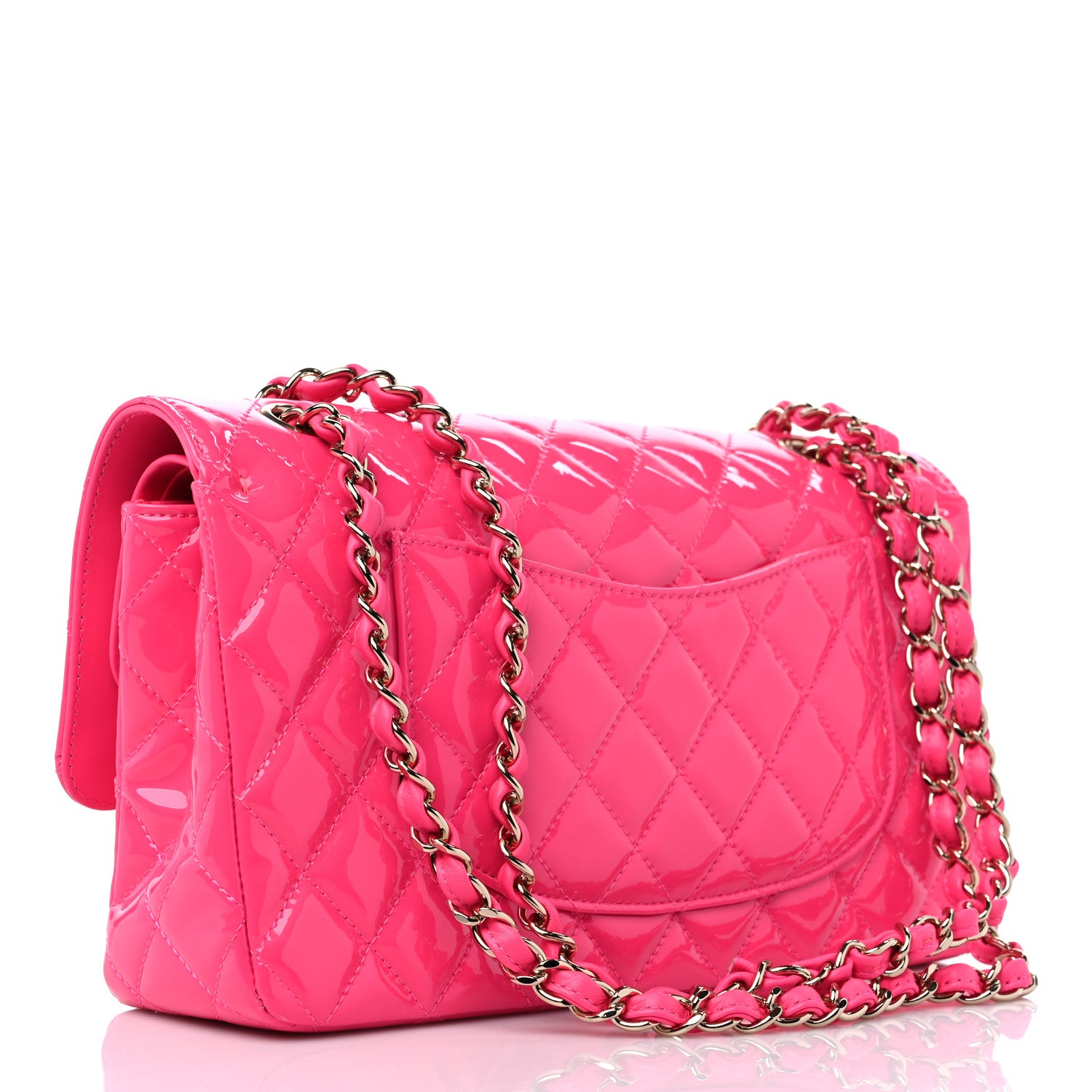 Chanel Patent Quilted Medium Double Flap Pink 2 of 8