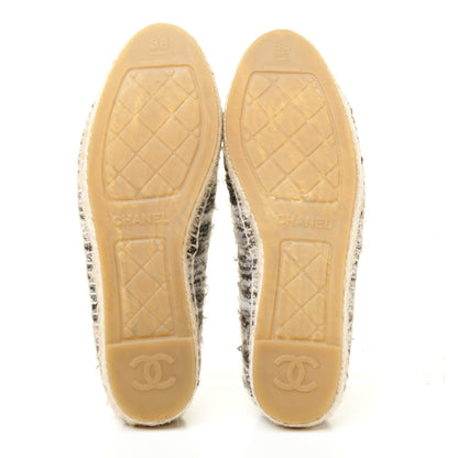 Chanel Tweed Grosgrain CC Espadrilles 38 Grey Black 5 of 9