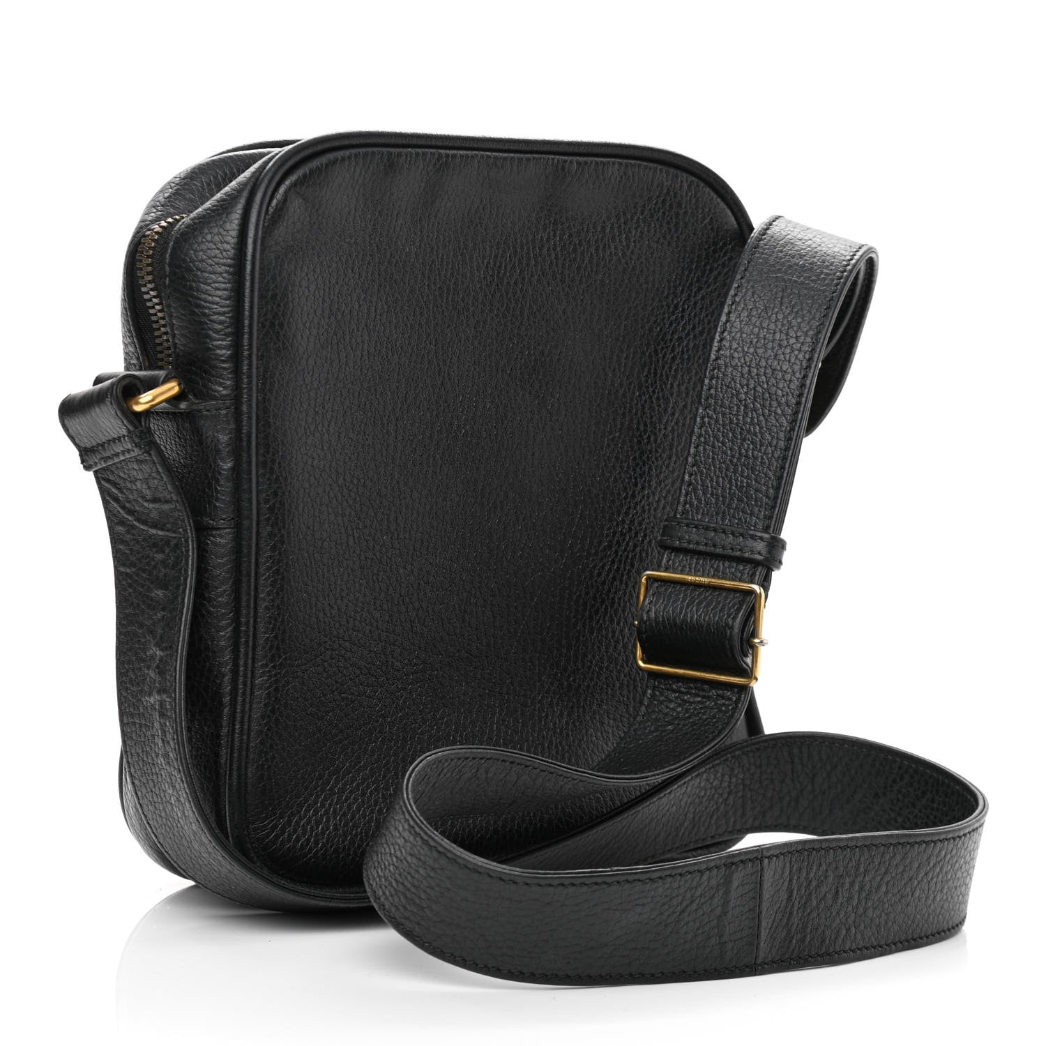 Gucci Grained Calfskin Logo Messenger Bag Black 3 of 13
