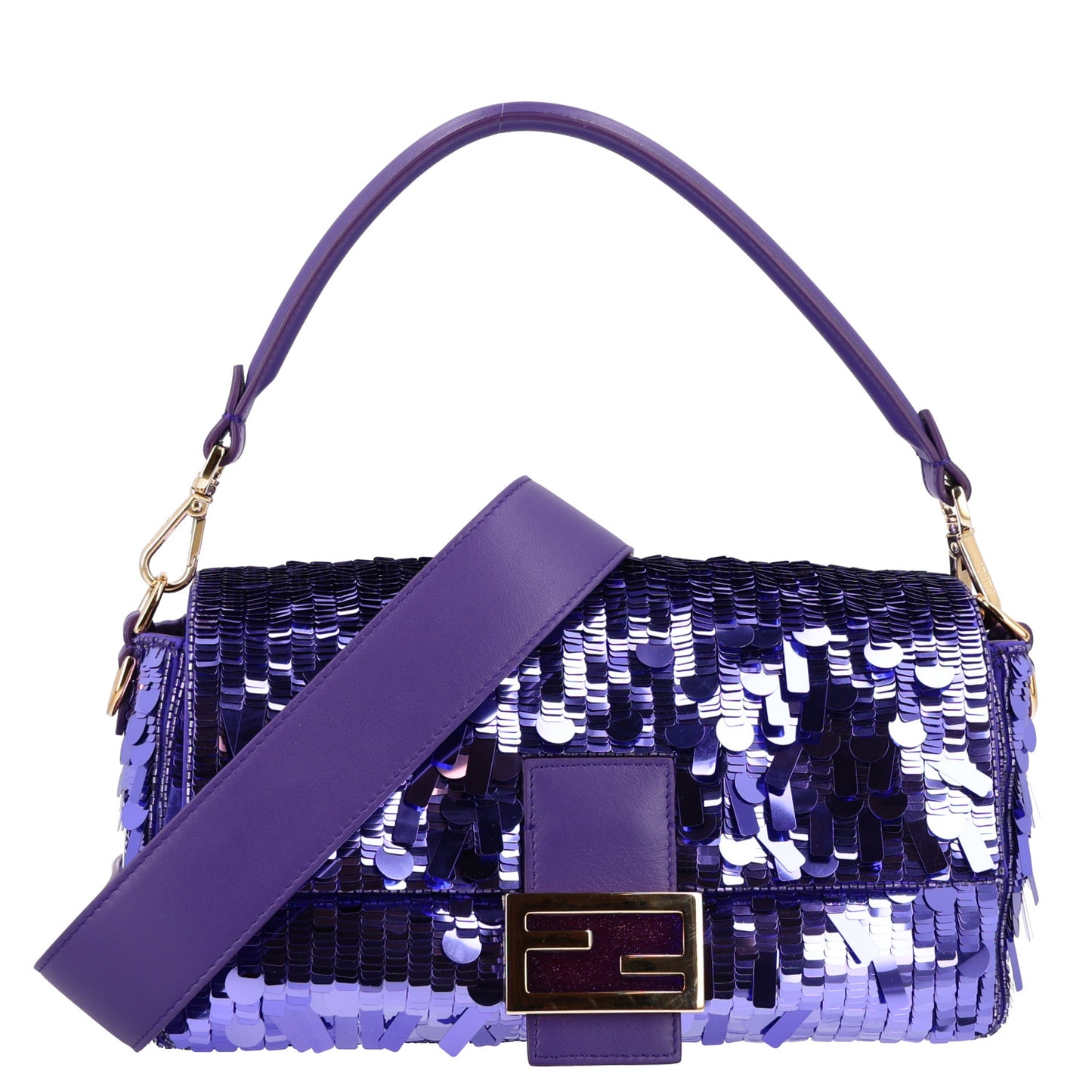 Sequin Paillettes Shiny Nappa Sex and the City Baguette Viola Purple Rain