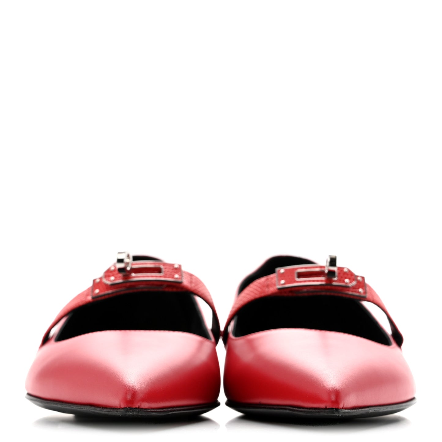Lizard Calfskin Brillante Kelly Ballet Flat  38 Rouge Vif