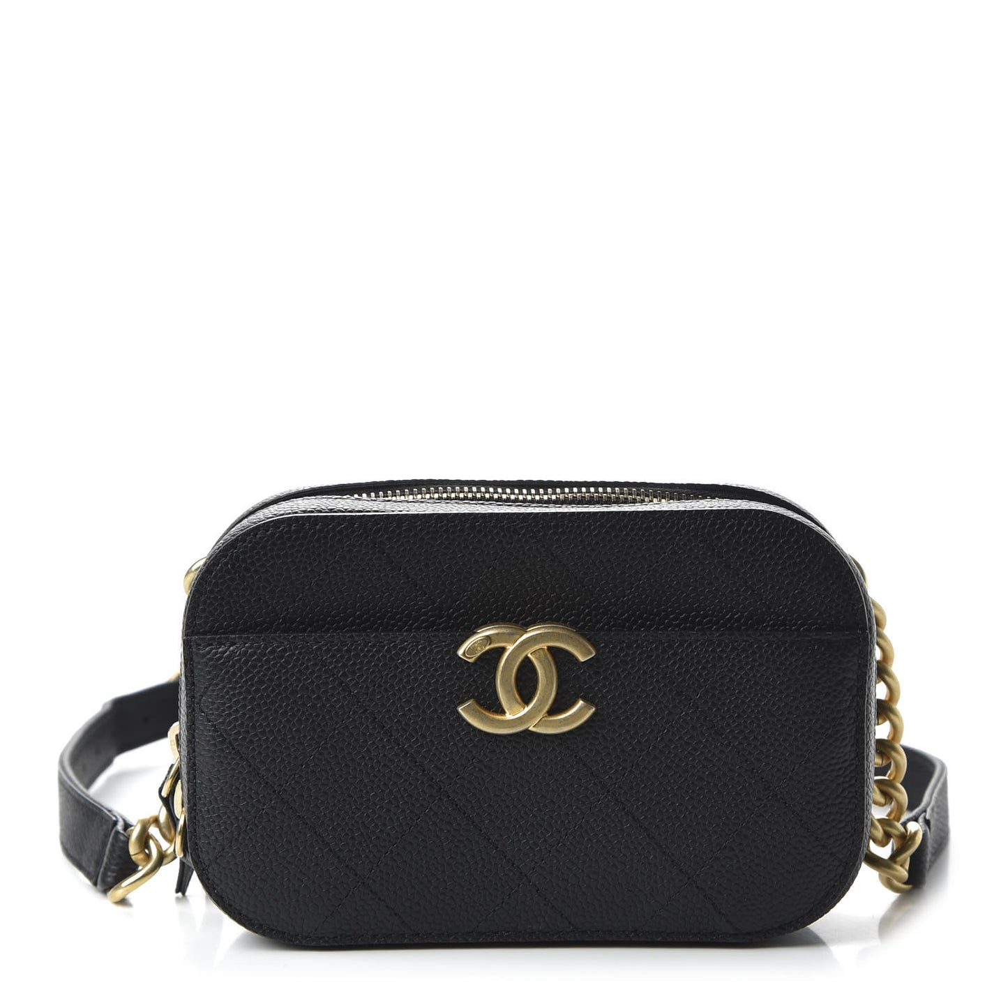 Caviar Stitched Waist Bag Black