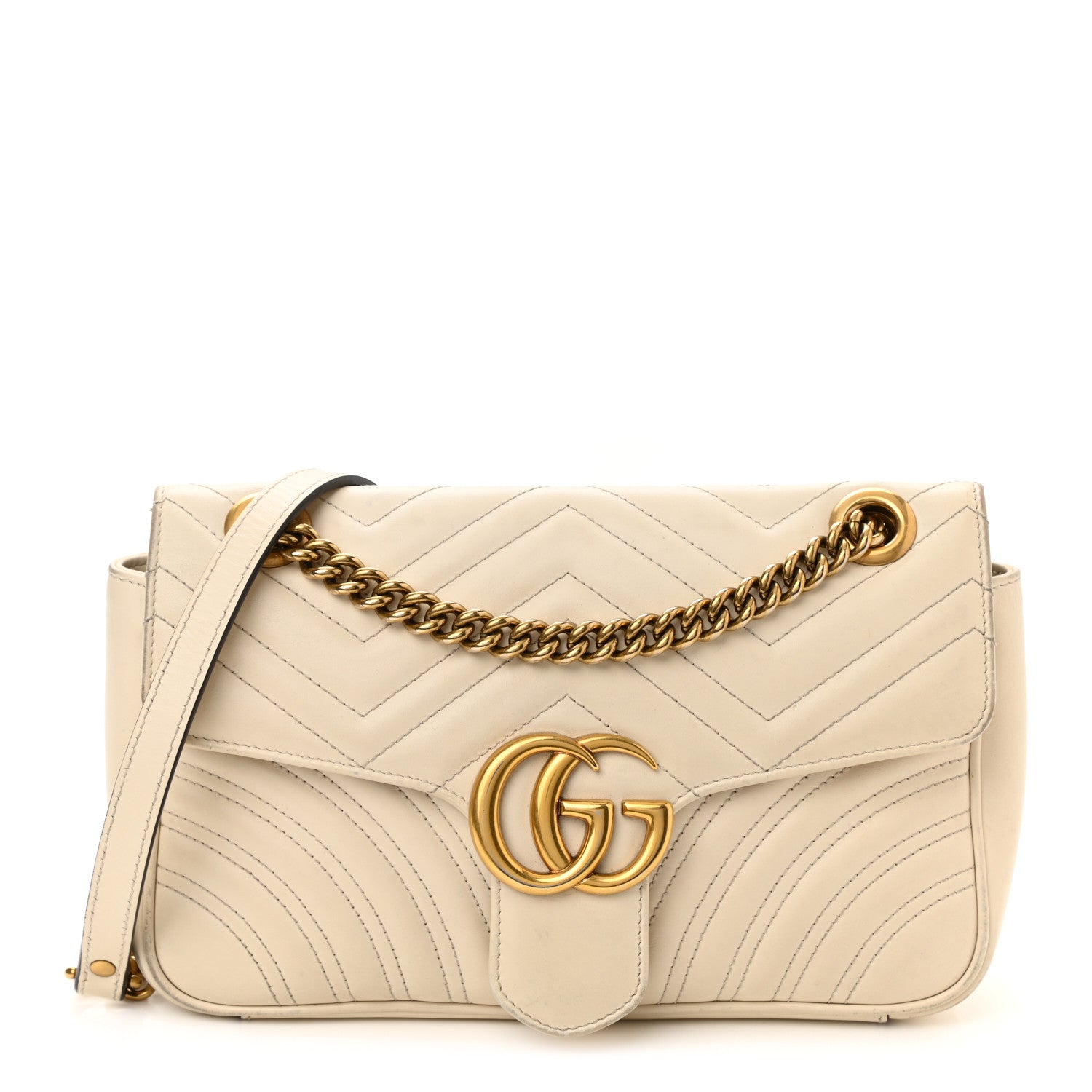Gucci Calfskin Matelasse Small GG Marmont Shoulder Bag White 1 of 21