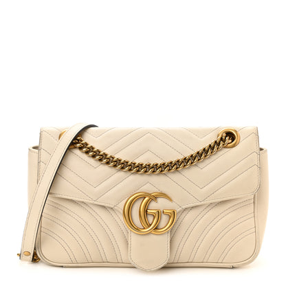 Gucci Calfskin Matelasse Small GG Marmont Shoulder Bag White 1 of 21