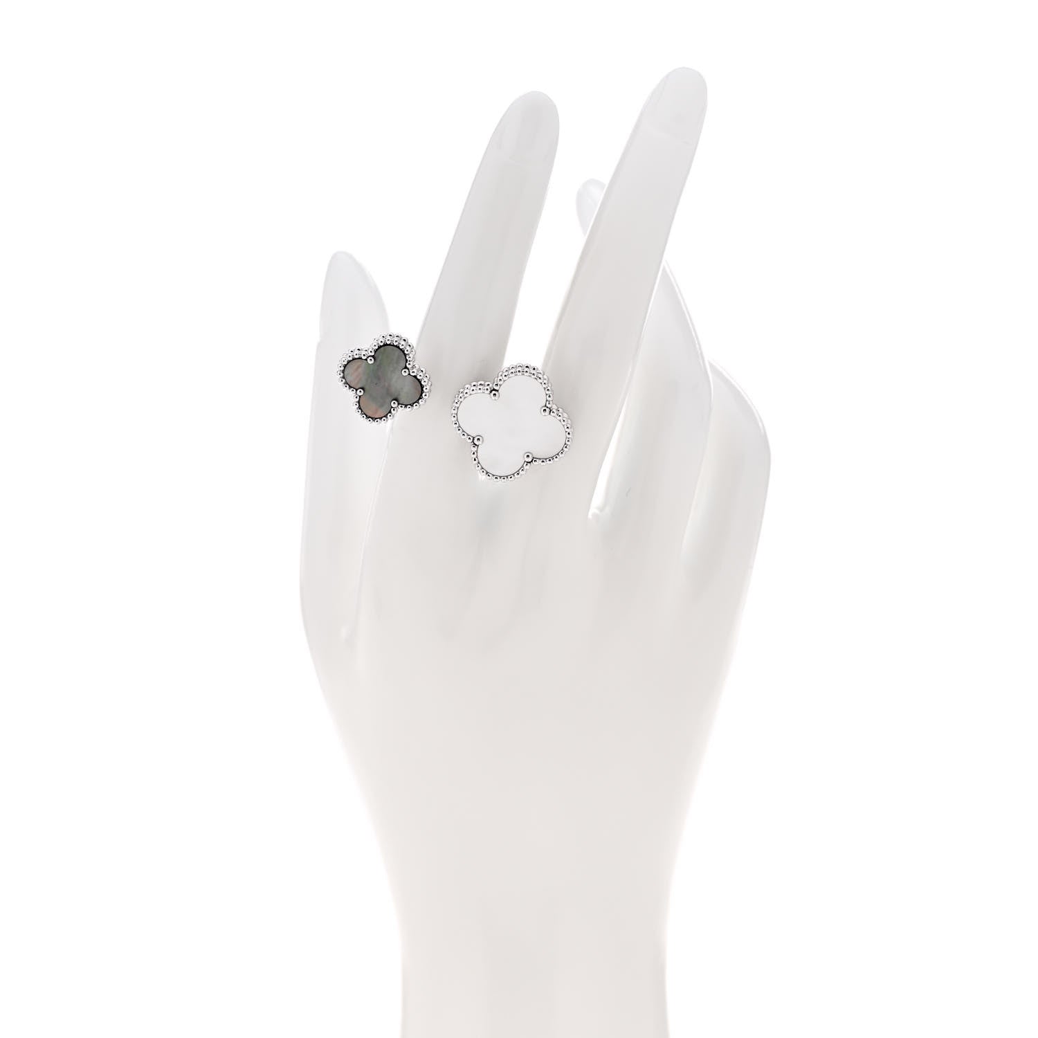 Van Cleef & Arpels 18K White Gold Mother of Pearl Magic Alhambra Between the Finger Ring 52 6 2 of 6