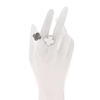 Van Cleef & Arpels 18K White Gold Mother of Pearl Magic Alhambra Between the Finger Ring 52 6 2 of 6