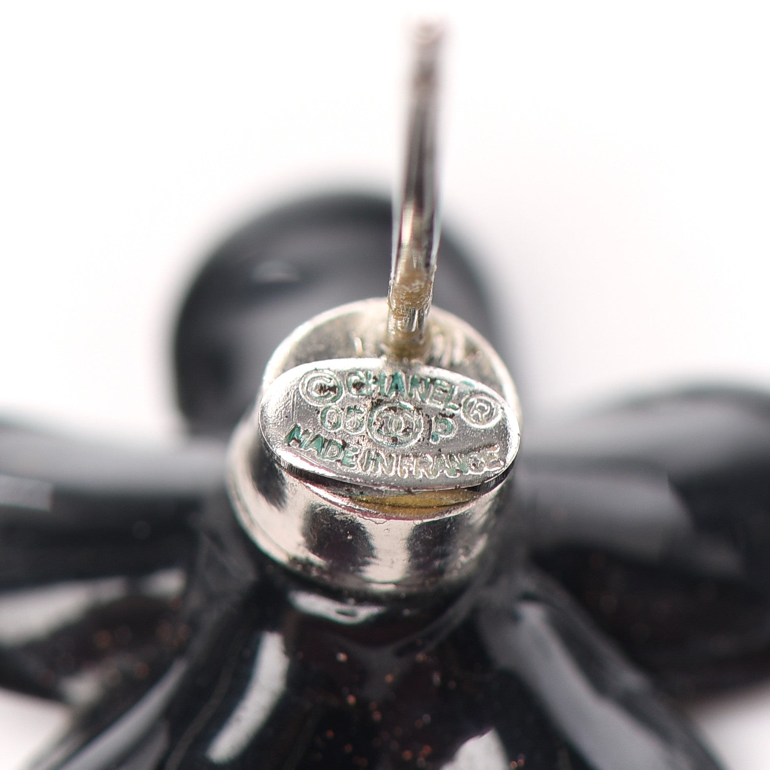 Chanel Flower CC Earrings Black Silver 4 of 4