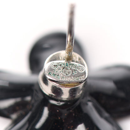 Chanel Flower CC Earrings Black Silver 4 of 4