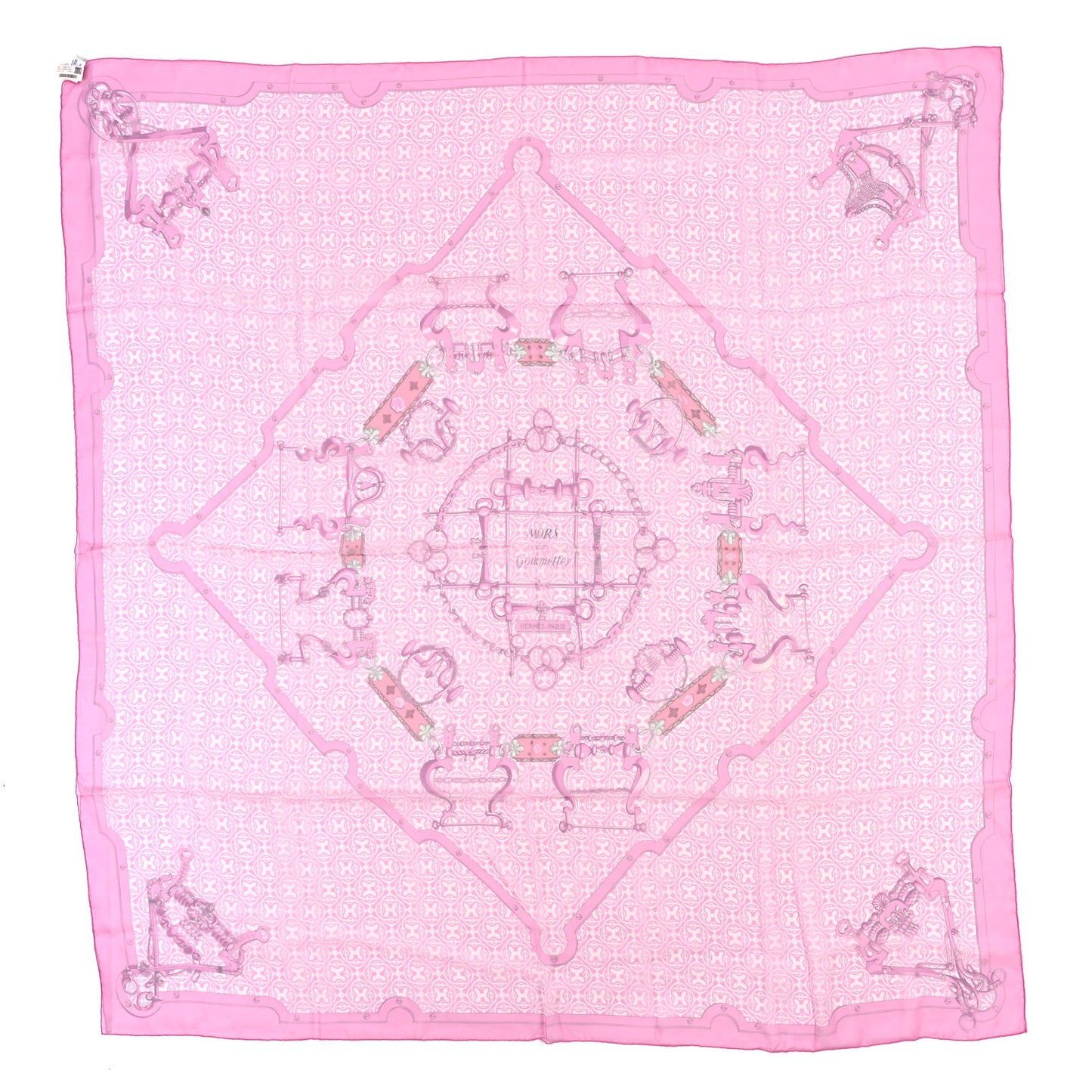Chale Silk Mousseline Mors Et Gourmettes Remix Shawl 140 Rose Bonbon White