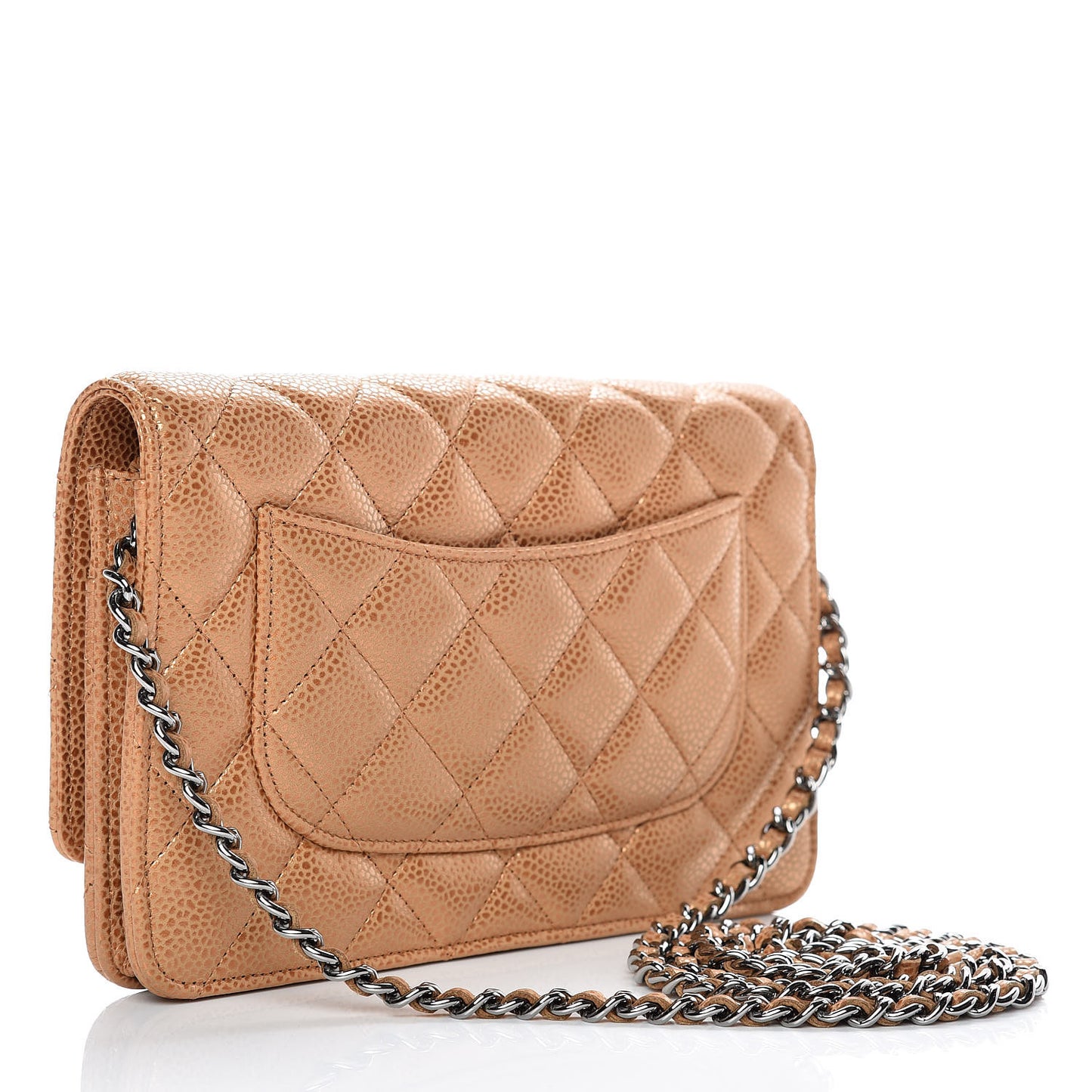 Metallic Caviar Quilted Wallet On Chain WOC Copper