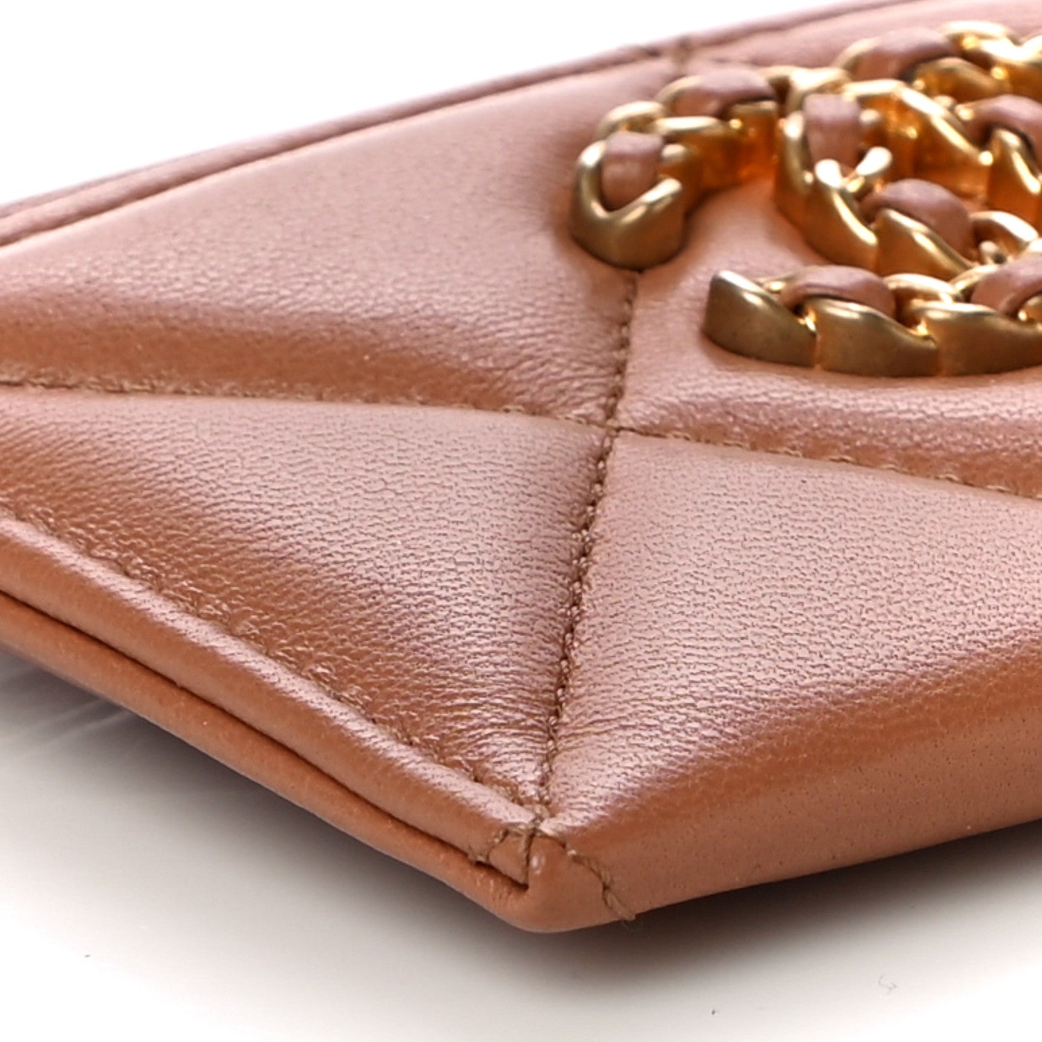 Chanel Lambskin Quilted Chanel 19 Card Holder Brown 10 of 11