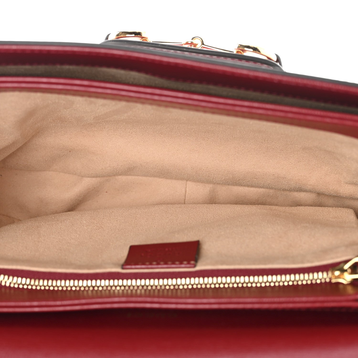 Gucci GG Supreme Monogram Azalea Calfskin Horsebit 1955 Shoulder Bag Beige Ebony New Cherry Red 5 of 10