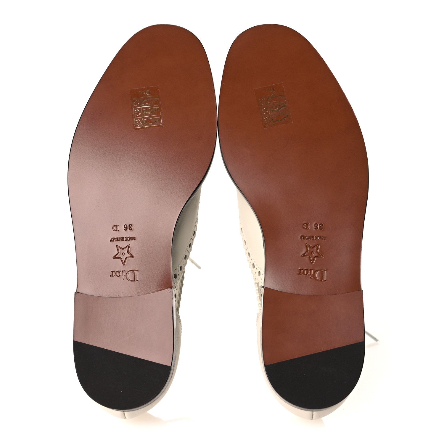 Christian Dior Calfskin Cut Out Teddy-D Oxford Flats 36 Off White 7 of 10