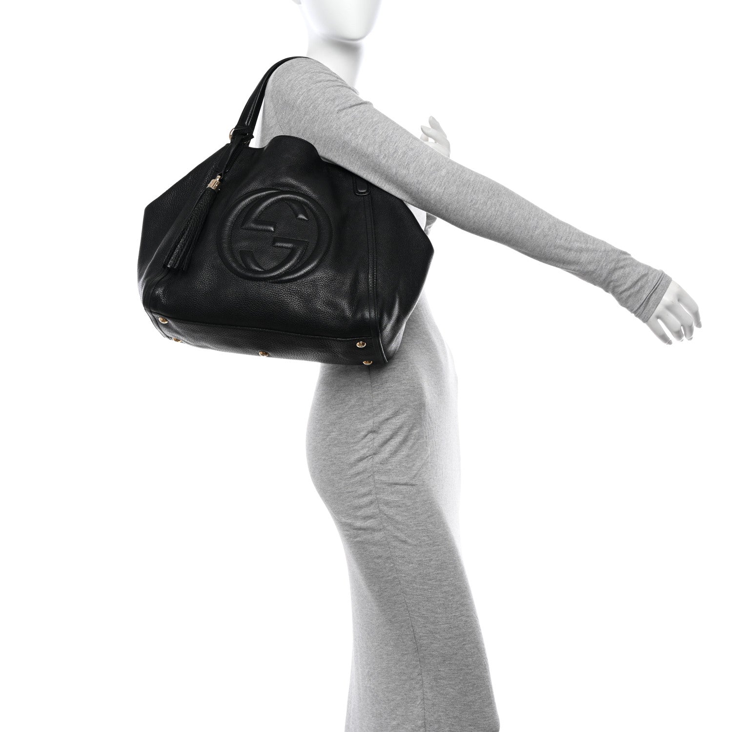 Gucci Pebbled Calfskin Medium Soho Shoulder Bag Black 2 of 10