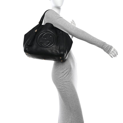 Gucci Pebbled Calfskin Medium Soho Shoulder Bag Black 2 of 10