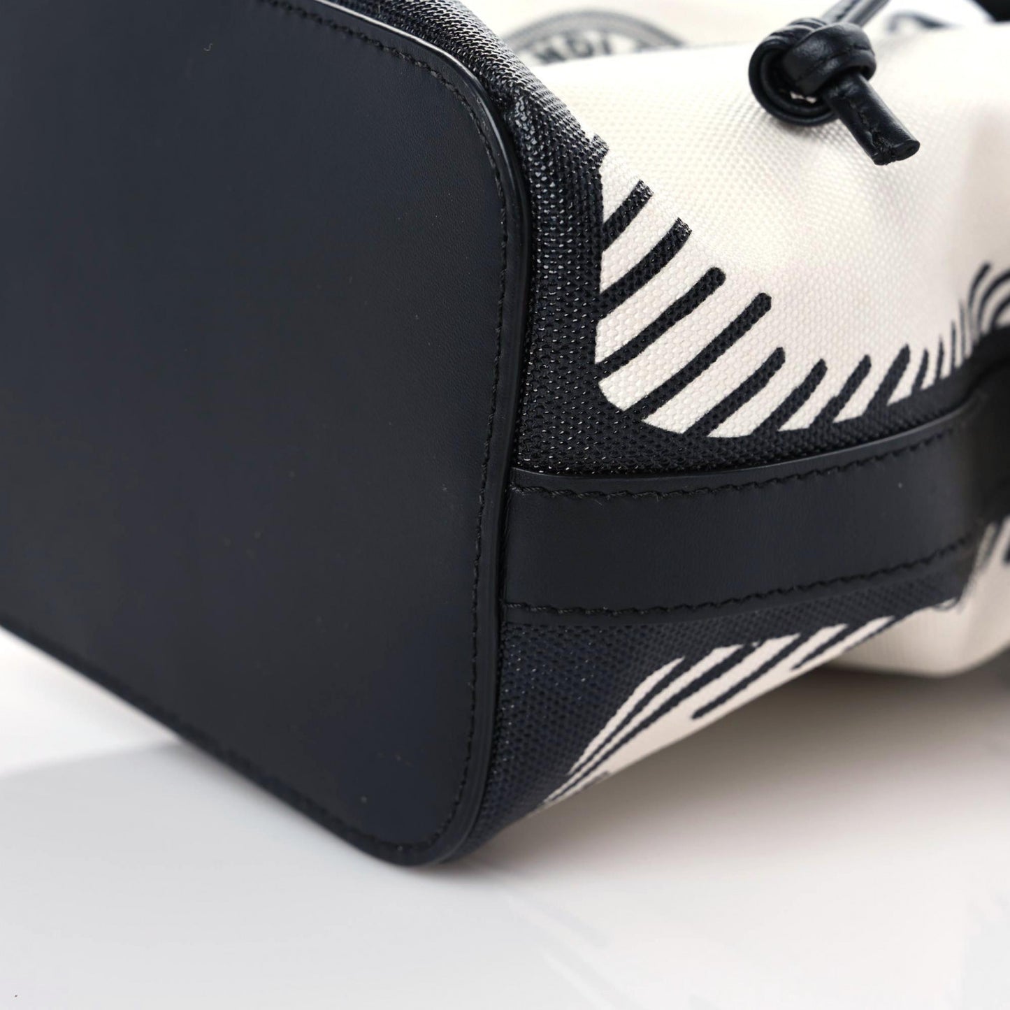 X JOSHUA VIDES Canvas Calfskin F is Fendi Mini Mon Tresor Bucket Bag White Black