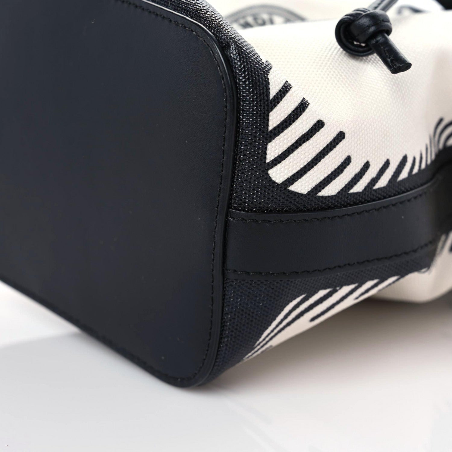Fendi X JOSHUA VIDES Canvas Calfskin F is Fendi Mini Mon Tresor Bucket Bag White Black 6 of 11