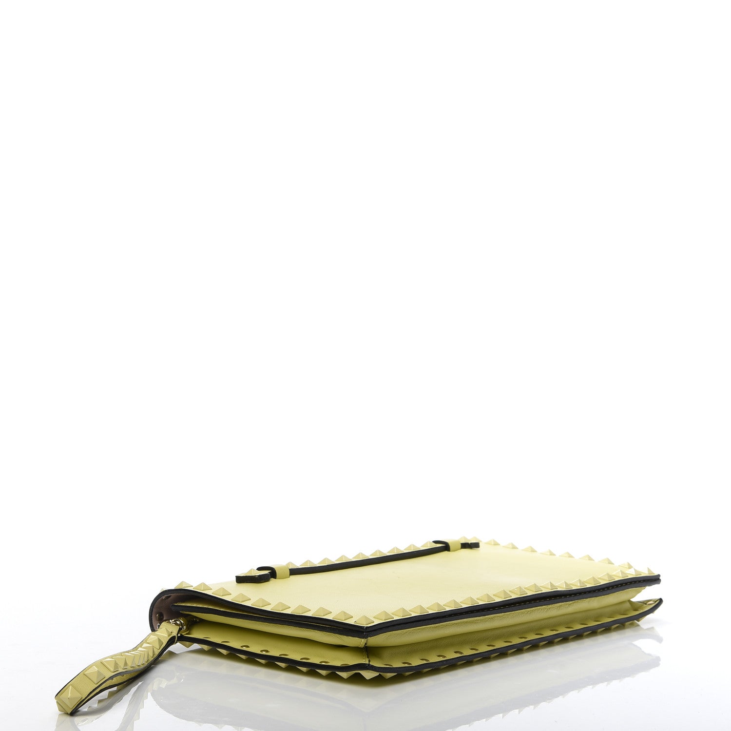 Valentino Garavani Nappa Monochrome Rockstud Wristlet Clutch Soft Yellow 4 of 13