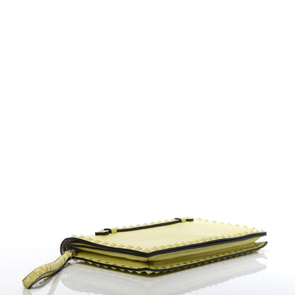 Valentino Garavani Nappa Monochrome Rockstud Wristlet Clutch Soft Yellow 4 of 13