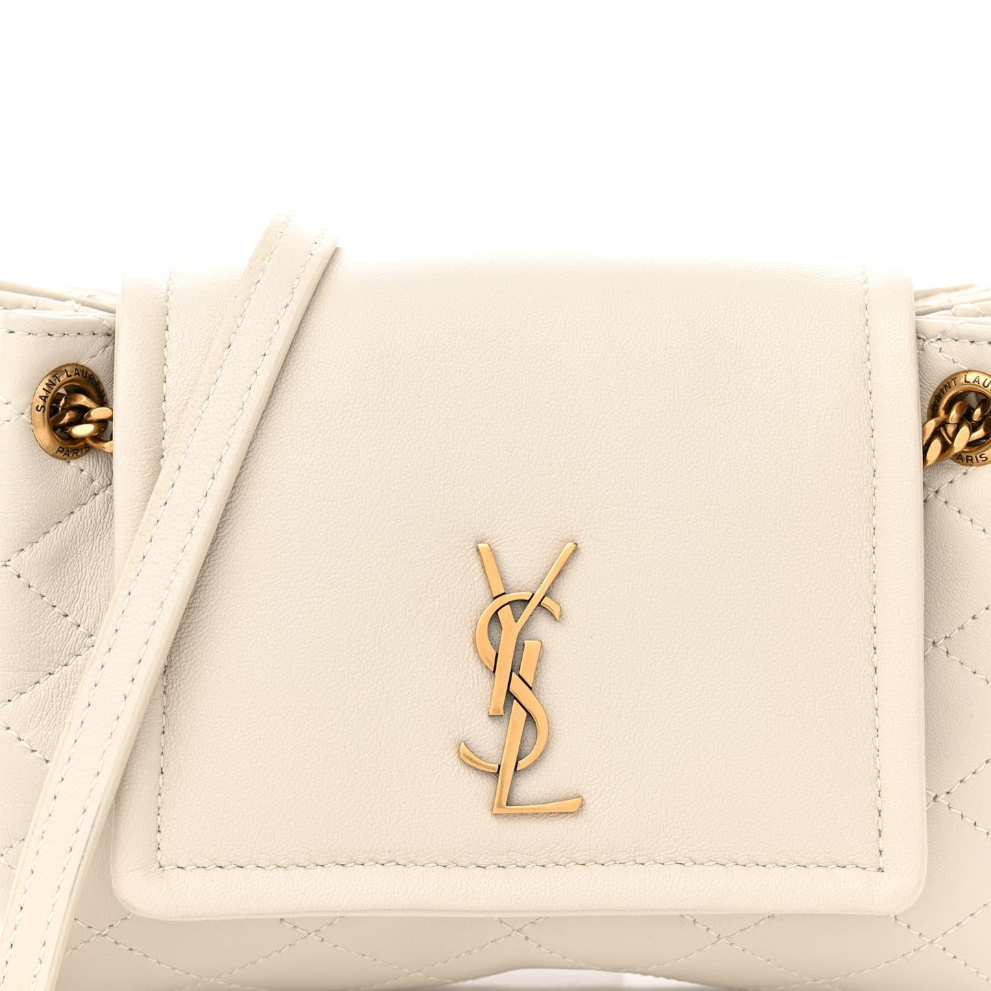 Lambskin Quilted Monogram Mini Nolita Blanc Vintage