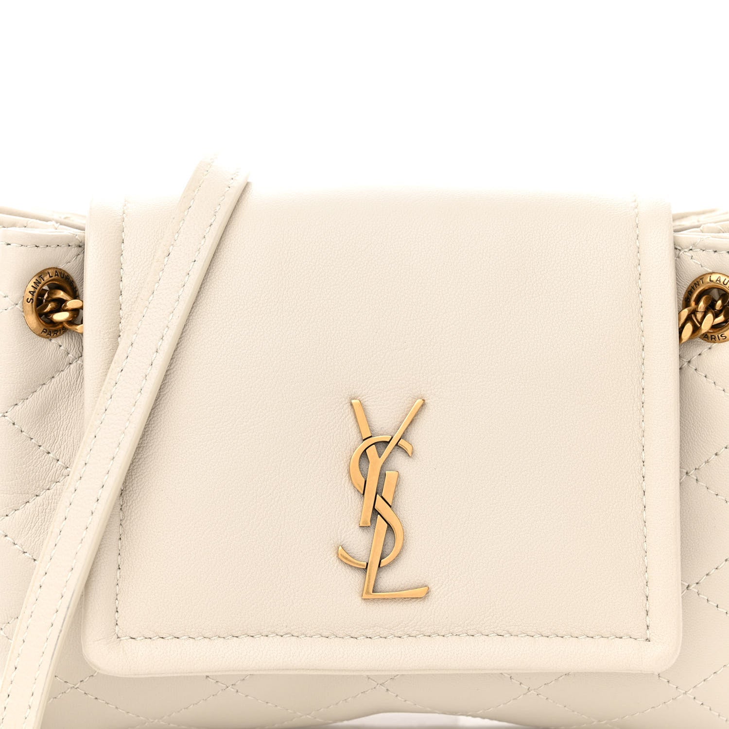Saint Laurent Lambskin Quilted Monogram Mini Nolita Blanc Vintage 8 of 11
