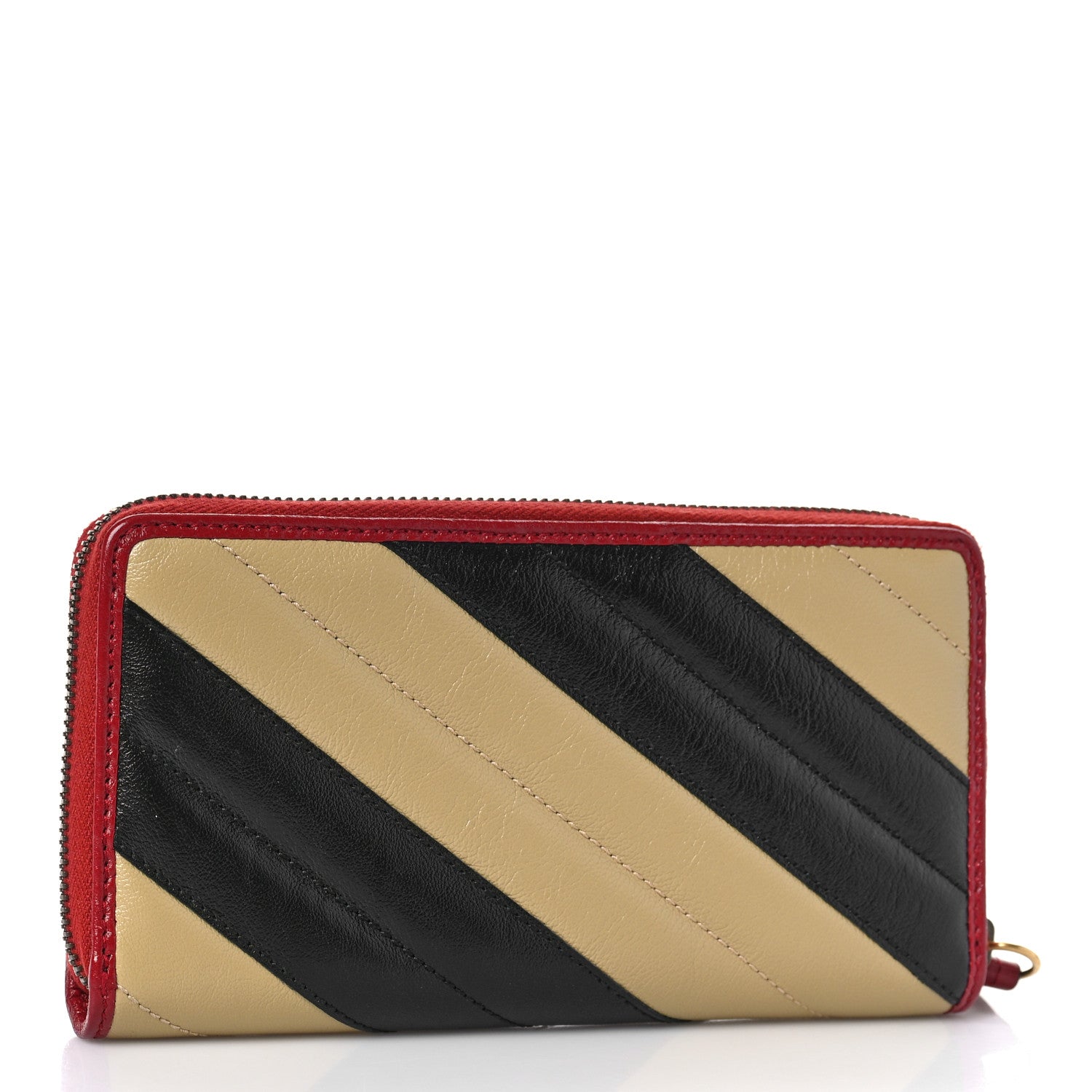 Gucci Azalea Calfskin Matelasse Diagonal Patchwork Torchon GG Marmont Zip Around Wallet Black Beige Romantic Cerise 3 of 9