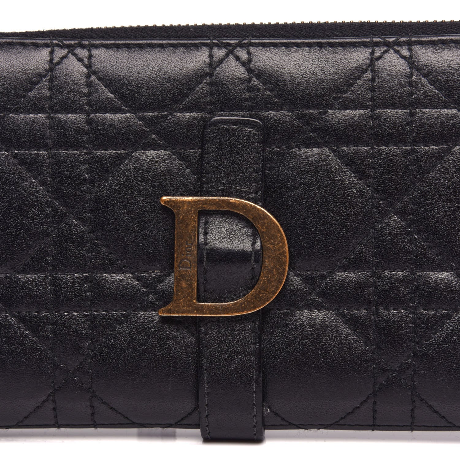 Christian Dior Lambskin Cannage D Continental Zip Wallet Black 10 of 10