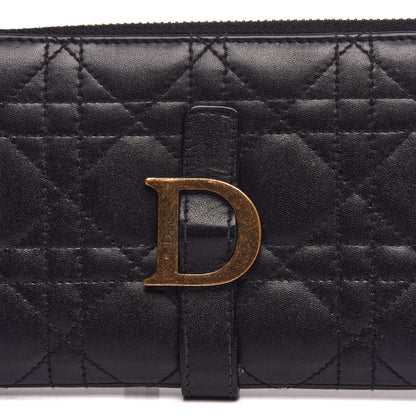 Christian Dior Lambskin Cannage D Continental Zip Wallet Black 10 of 10