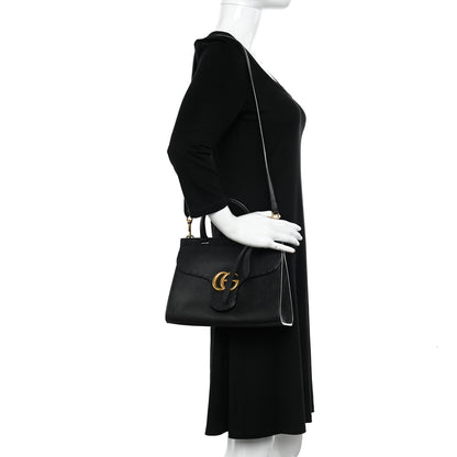 Gucci Calfskin Small GG Marmont Top Handle Bag Black 2 of 9