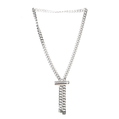 Chanel Pearl Oversized Chain Logo Clinch Necklace Silver 3 of 5