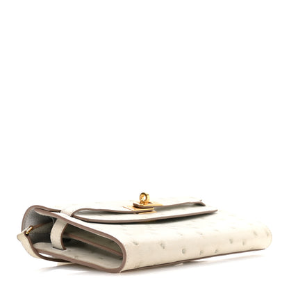 Hermes Ostrich Kelly Wallet To Go Gris Perle 3 of 9