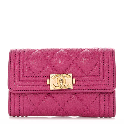 Chanel Caviar Quilted Boy Card Holder Wallet Fuchsia 1 of 9