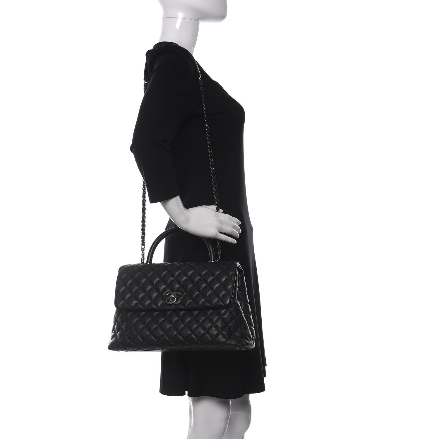 Chanel Caviar Quilted Medium Coco Handle Flap Black 3 of 18