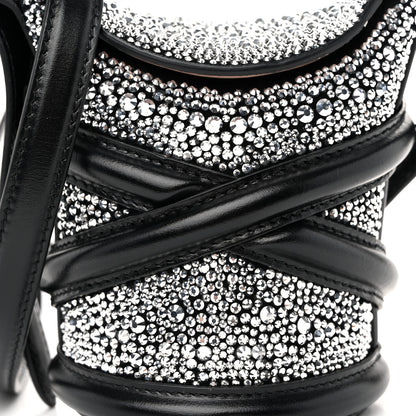 Alexander McQueen Metallic Calfskin Crystal Micro Curve Bucket Bag Black 9 of 12