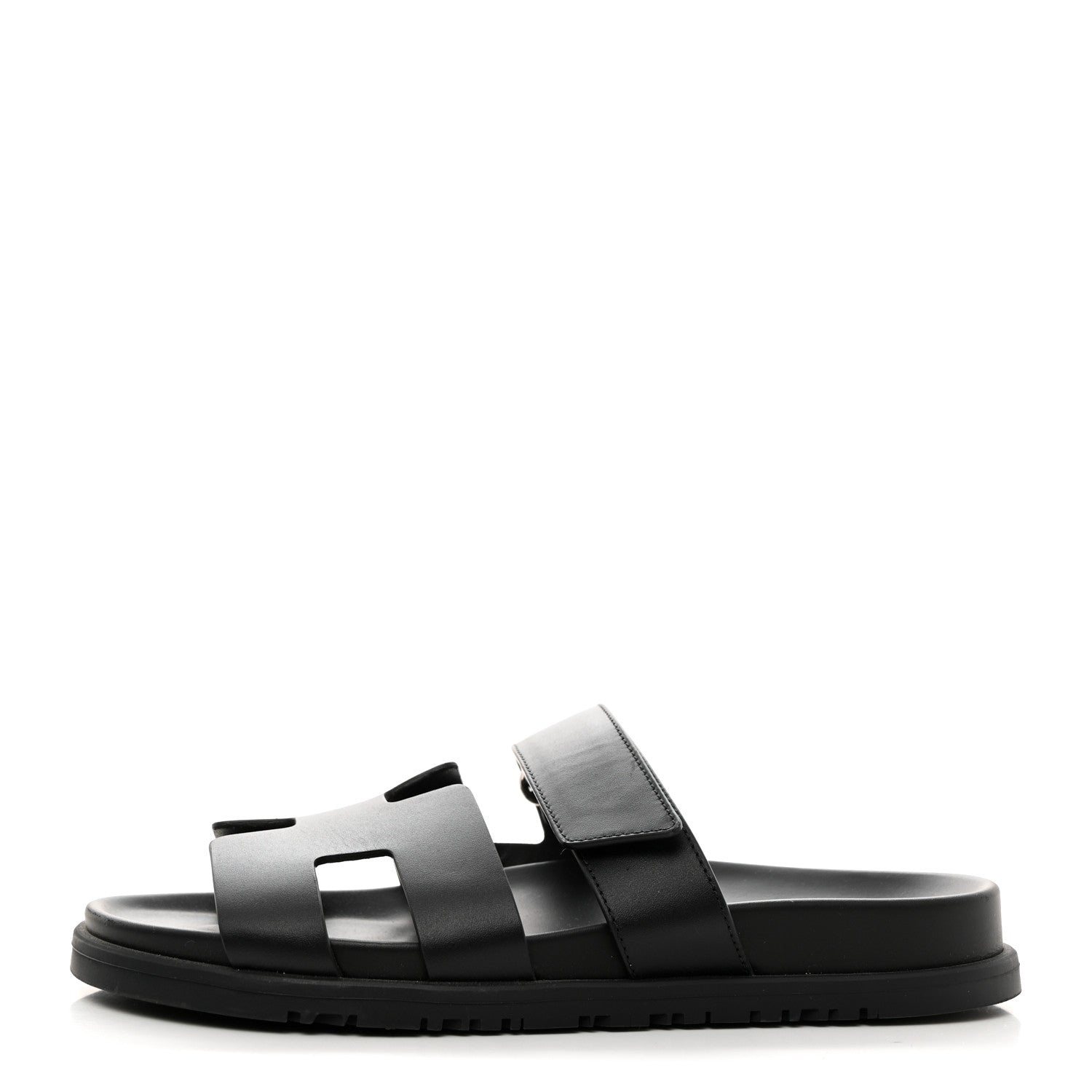 Hermes Calfskin Womens Chypre Sandals 38.5 Black 1 of 9