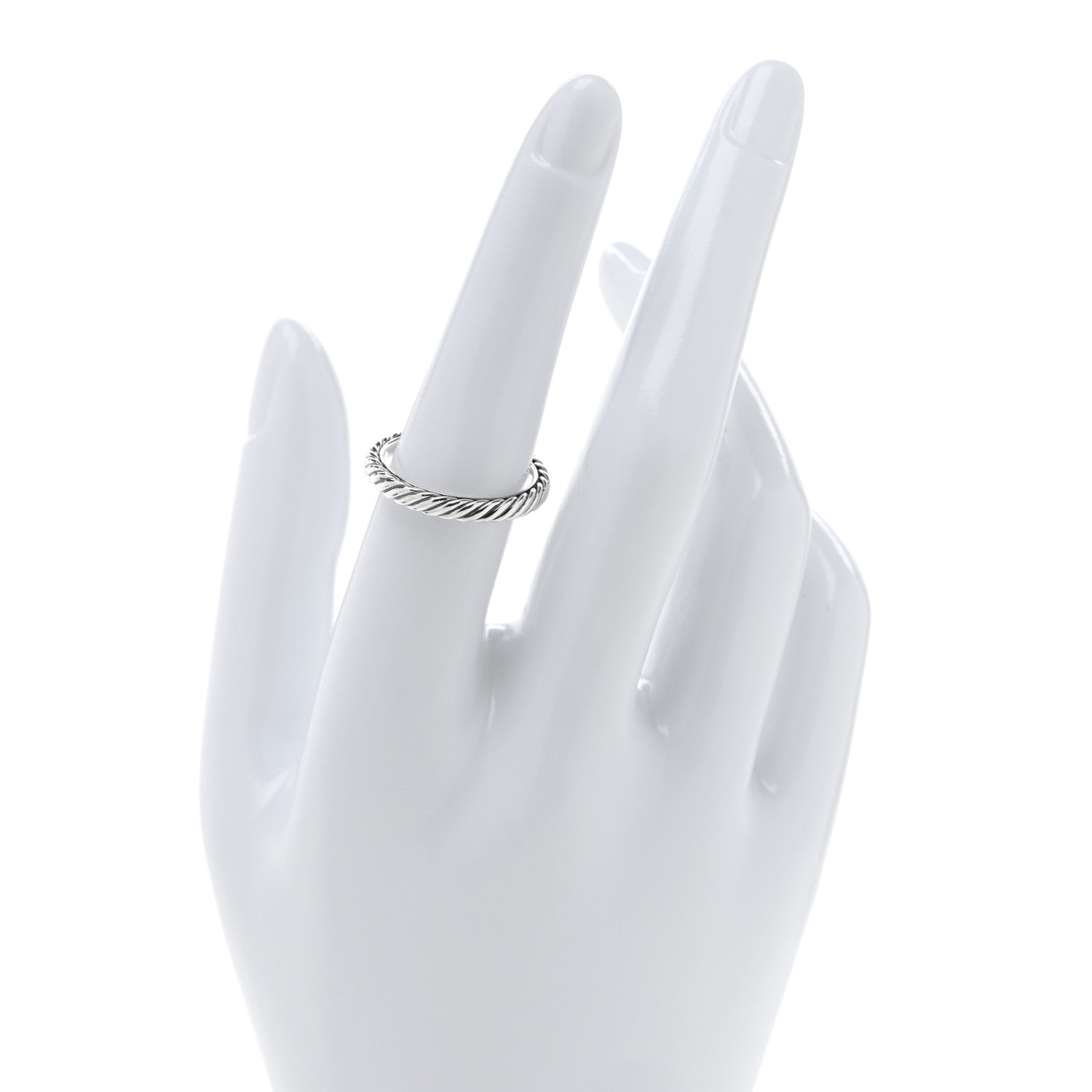David Yurman Sterling Silver Cable Classics Band Ring 54 7 2 of 4