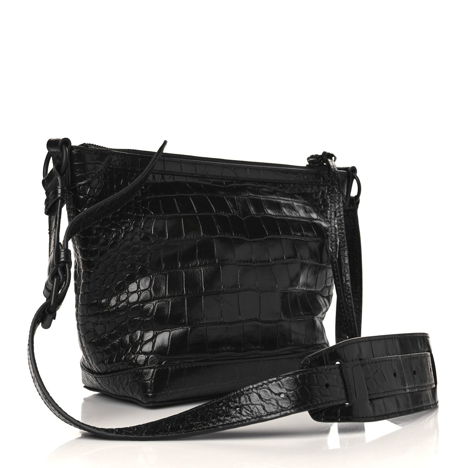 Balenciaga Extra Supple Calfskin Crocodile Embossed Neo Classic Hardware Hobo XS Black 2 of 8