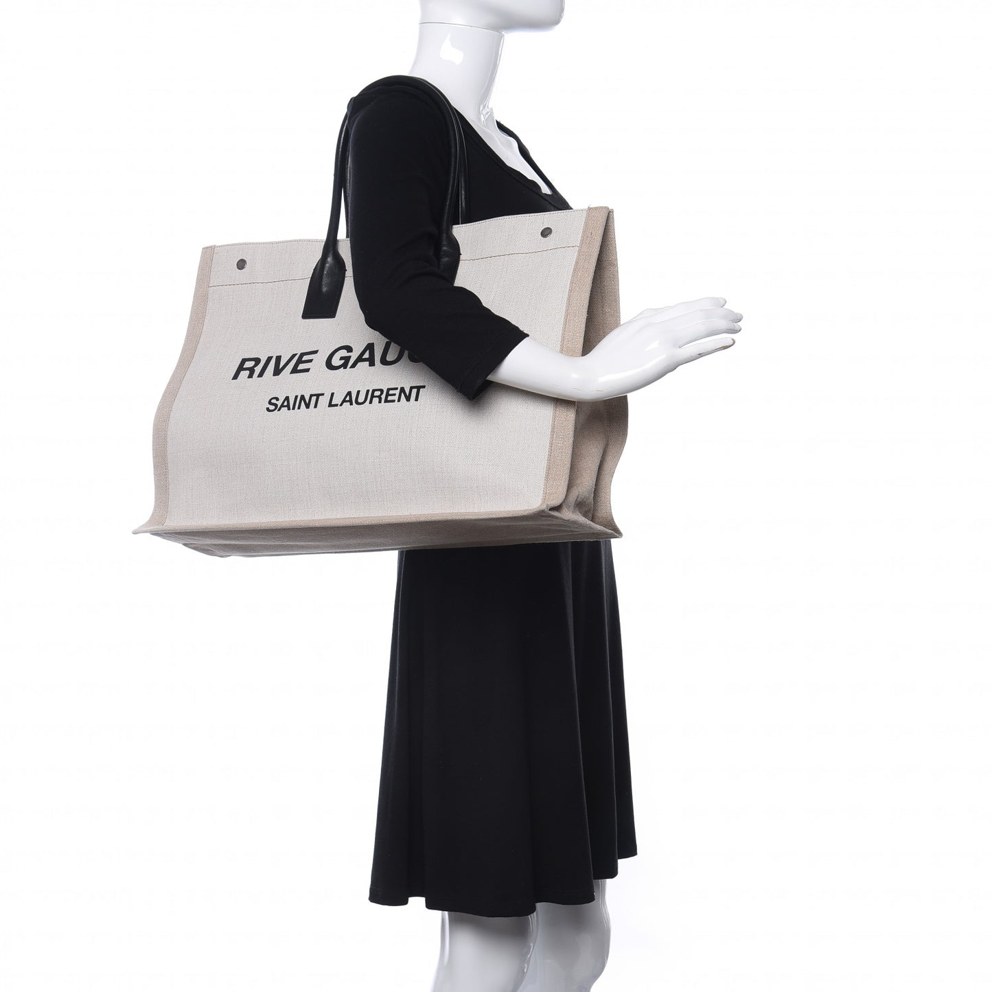 Linen Calfskin Rive Gauche Tote Optic White
