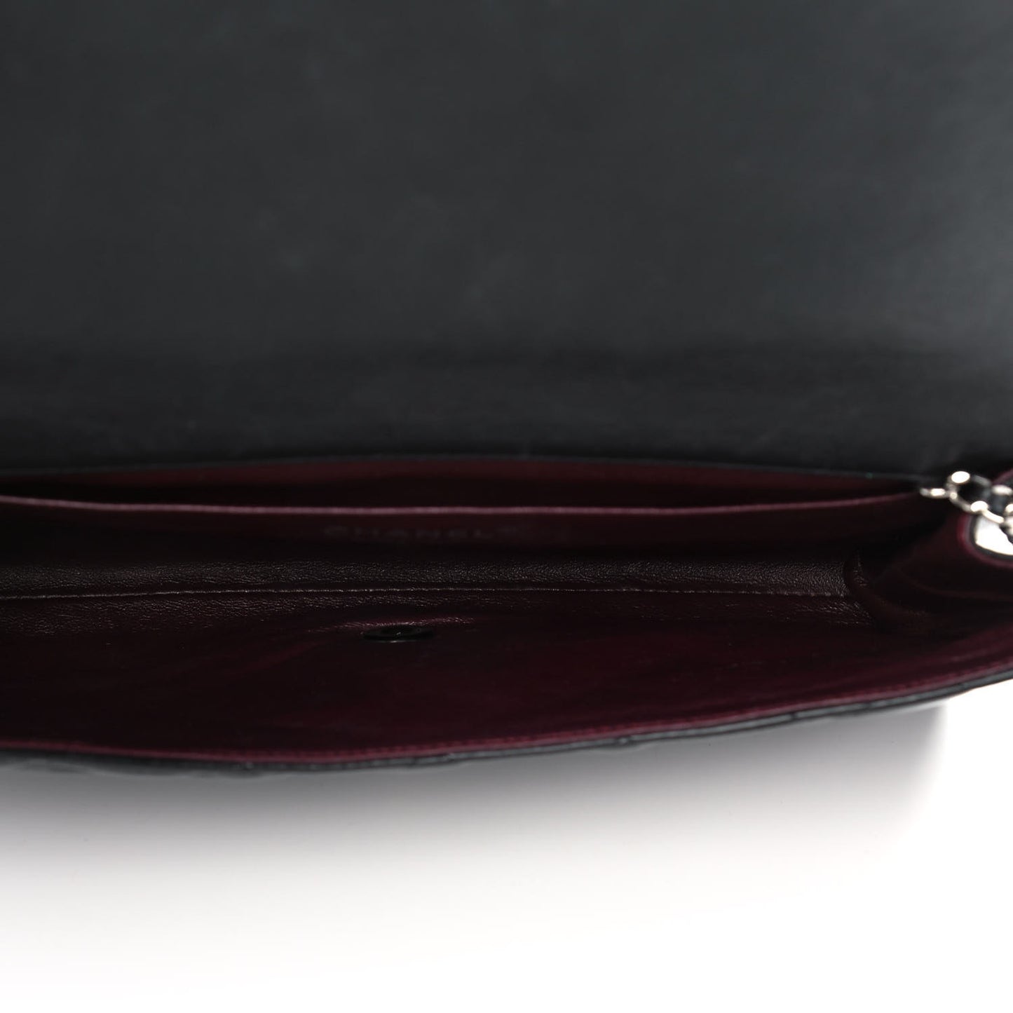 Lambskin Quilted Clutch With Chain Flap Black